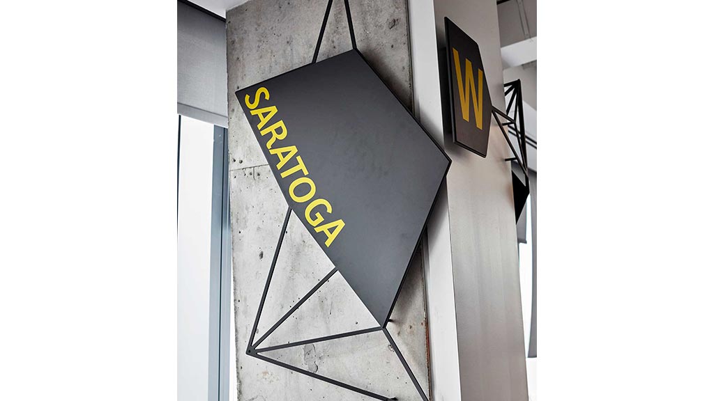 A sign on a building.