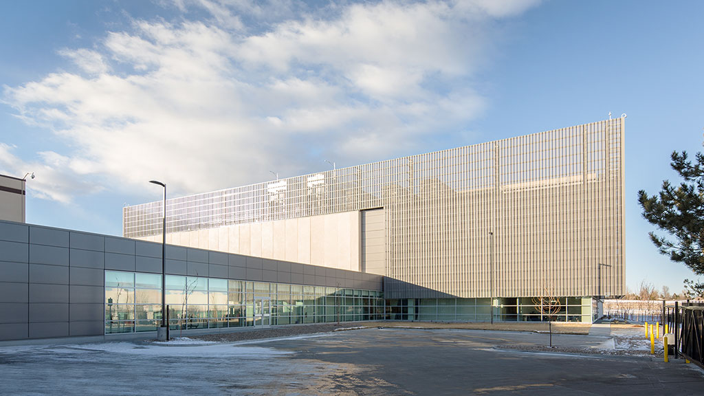 A building with glass walls.