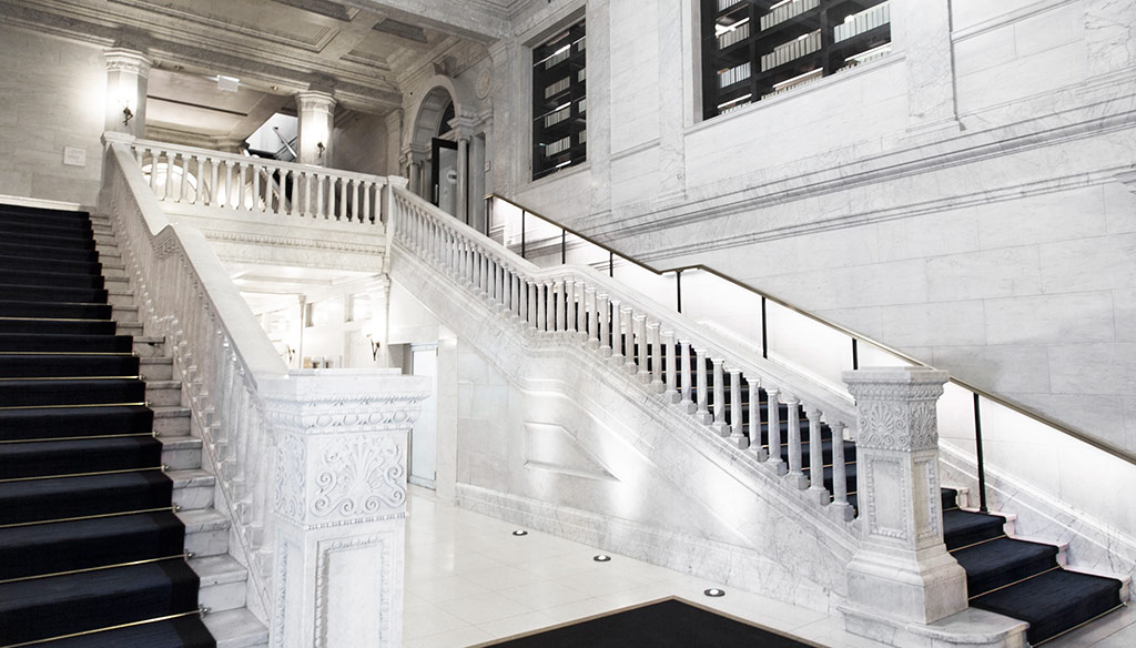 A staircase in a building.