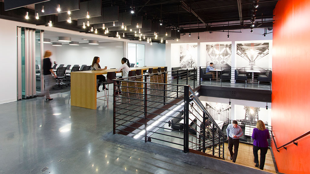 A group of people in a room.