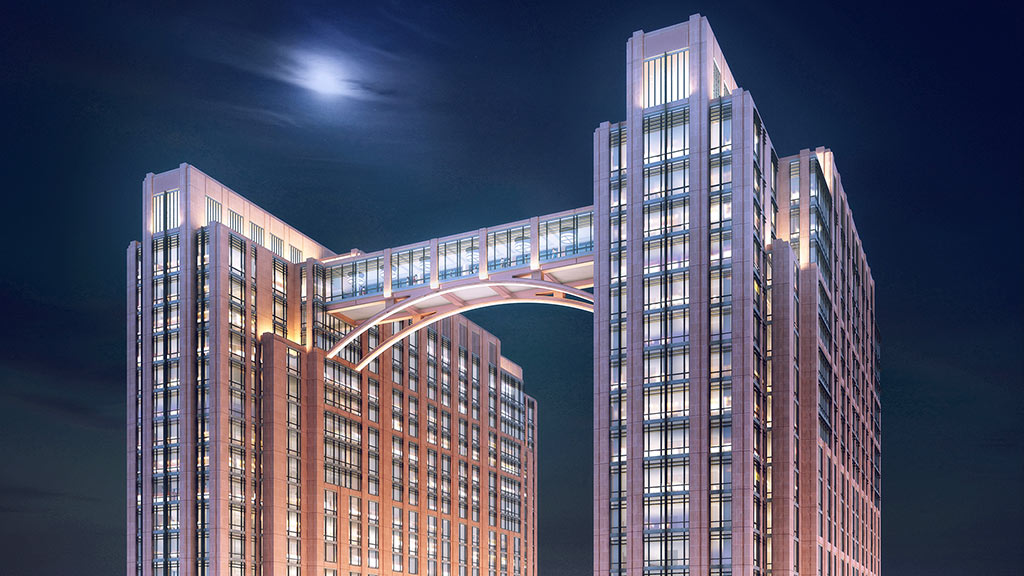 A low angle view of a building.