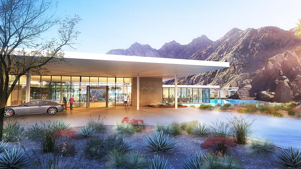 A building with a car parked outside.