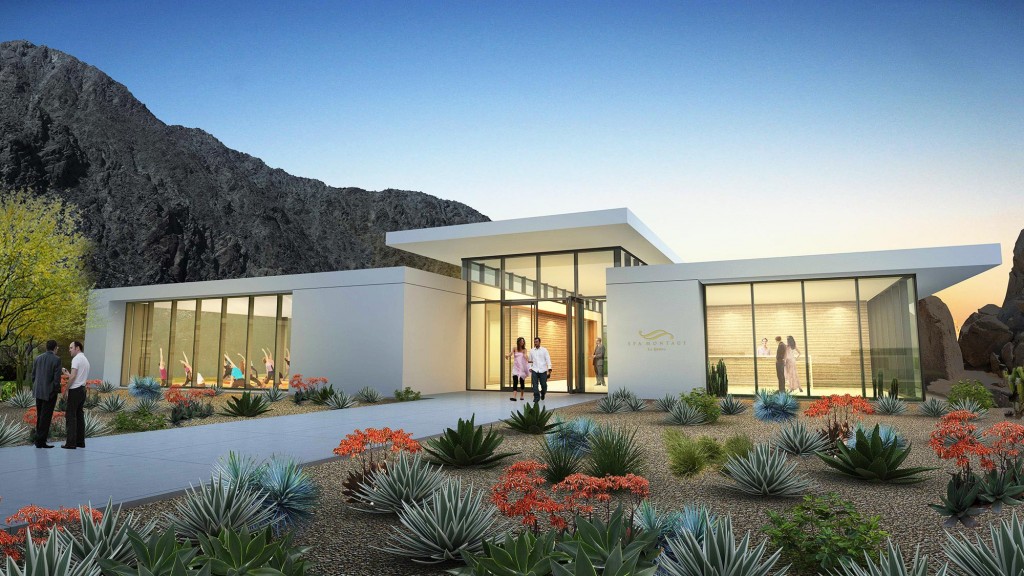 A building with a garden in front of it.