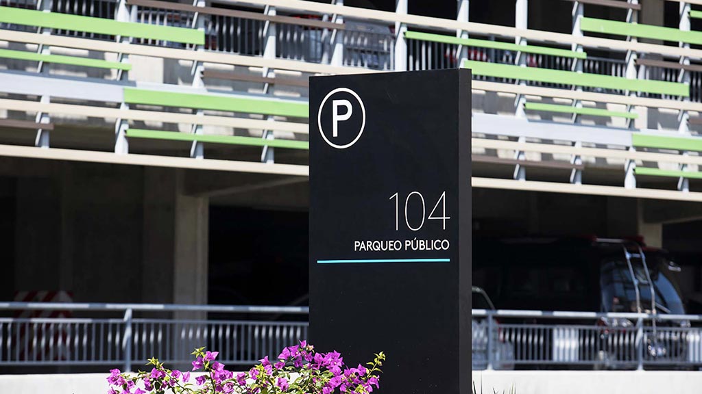 A sign on a building.