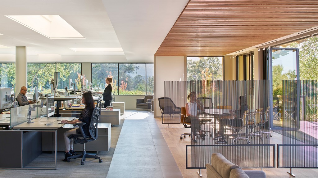 A group of people in an office.