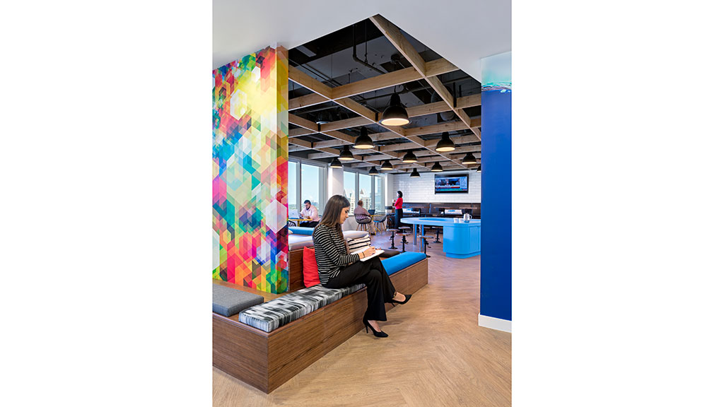 A person sitting on a couch.