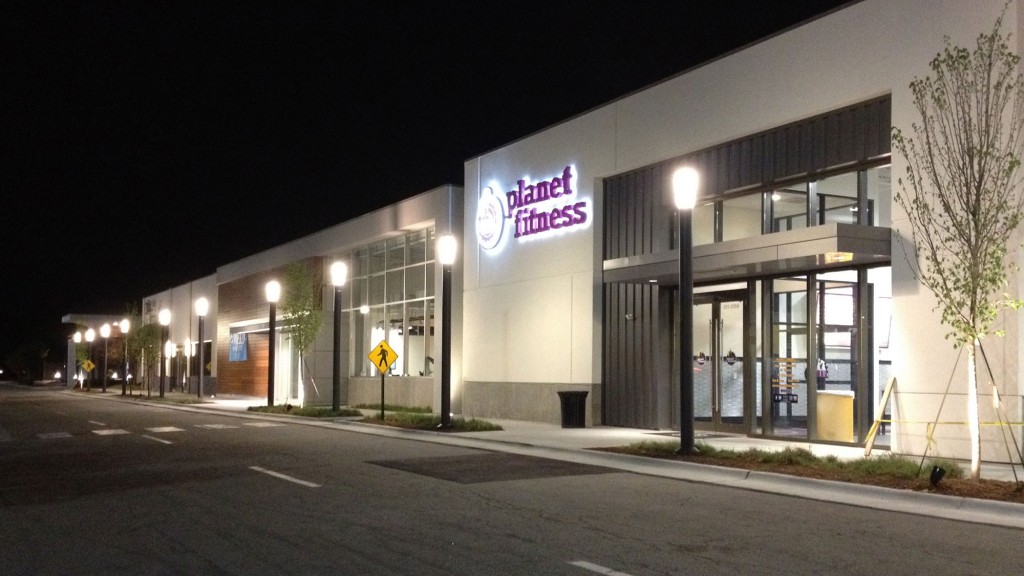 A building with a sign on the front.