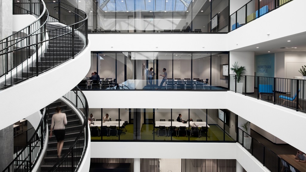 People walking up stairs.