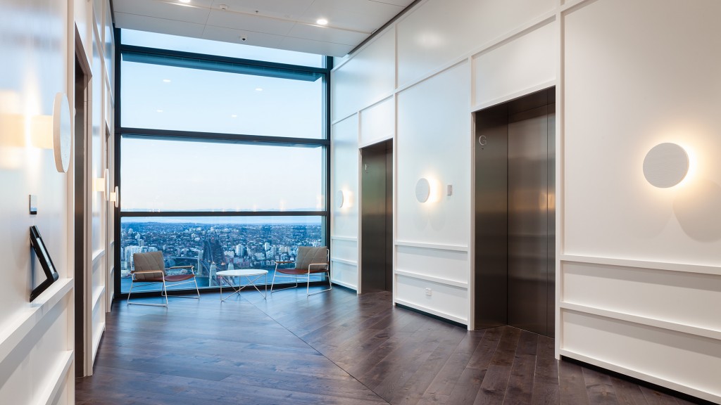 A room with a large window.