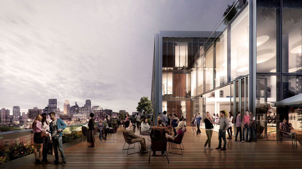 A group of people outside a building.