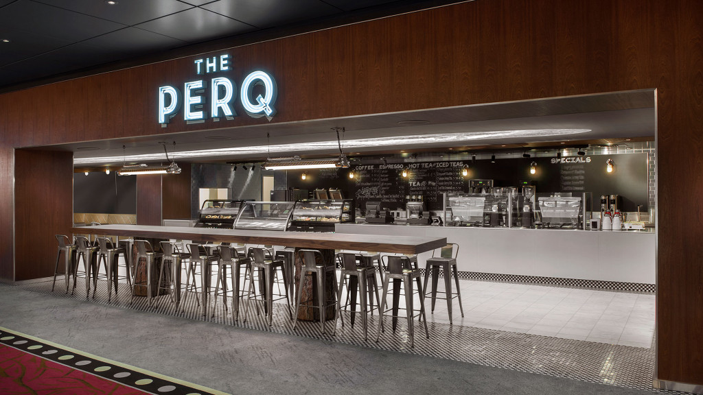 A bar with a large sign.