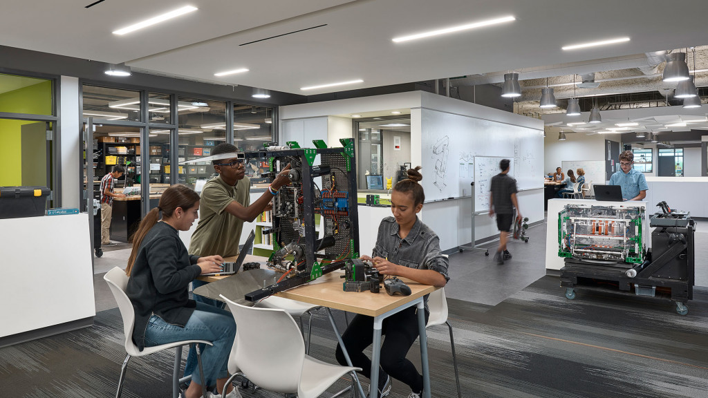 A group of people in a room.