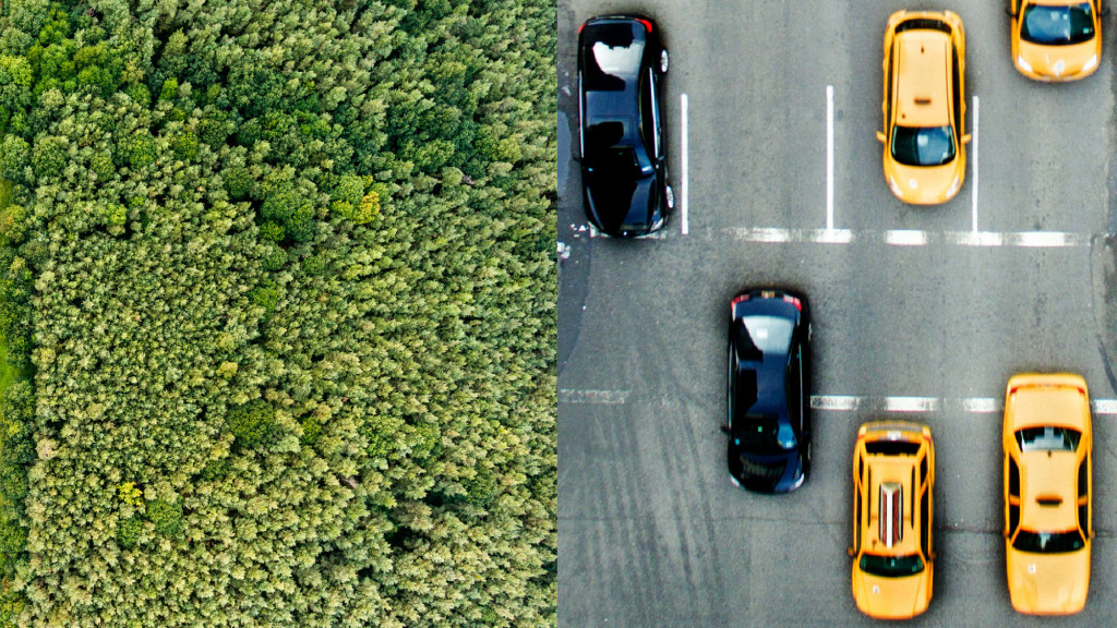A group of cars parked on a road.