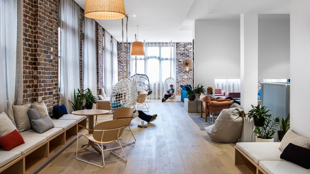 A living room with a large window.