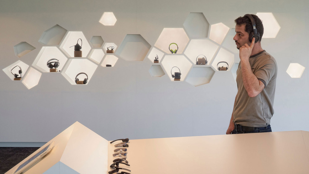 A man wearing headphones.