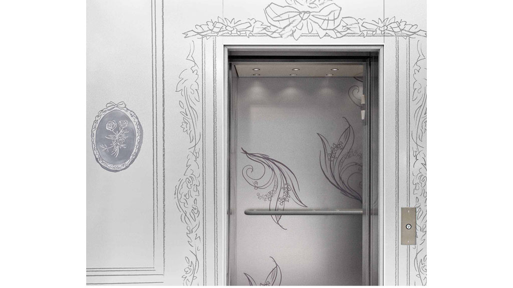 A door with a drawing on it.