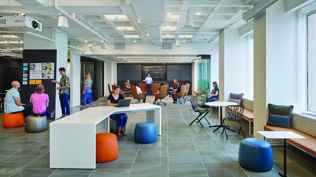 A group of people in a room.