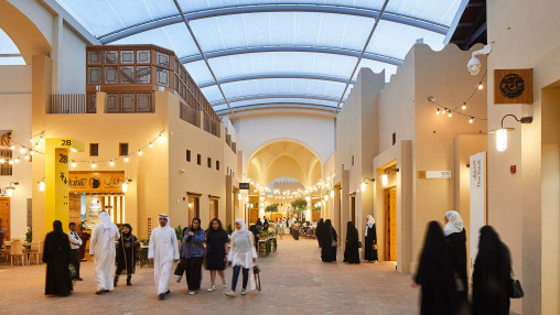 View of luxury boutiques in the Prestige mall inside The Avenues shopping  mall in Kuwait City, Kuwait.