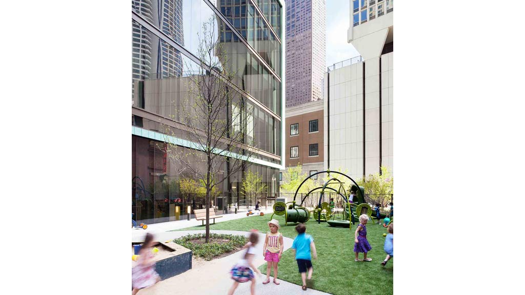 Children playing in a park.