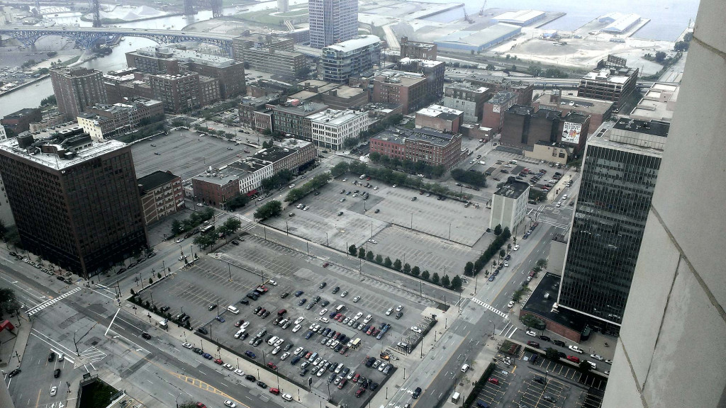 A city with many buildings and streets.