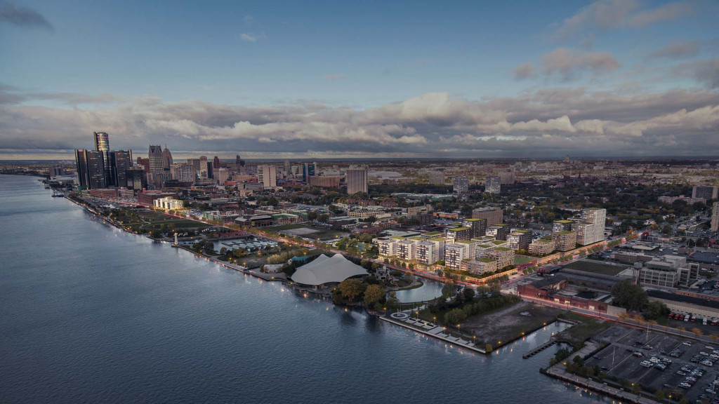 A city next to a body of water.