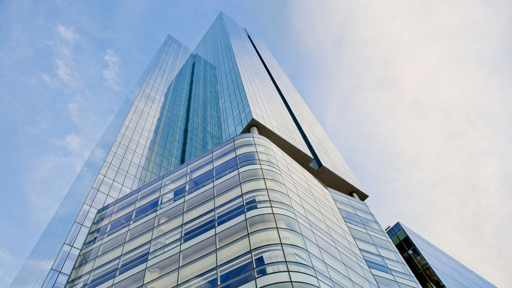 A low angle view of a building.