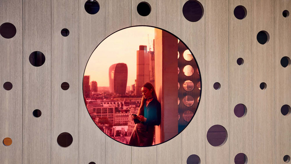 A person standing in a window.