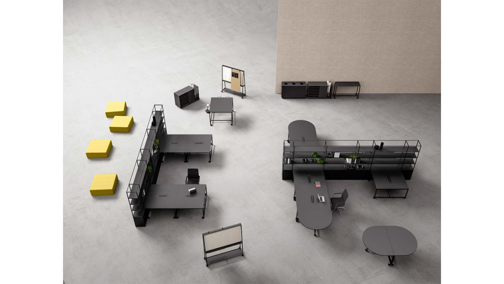 An empty room with tables and chairs.