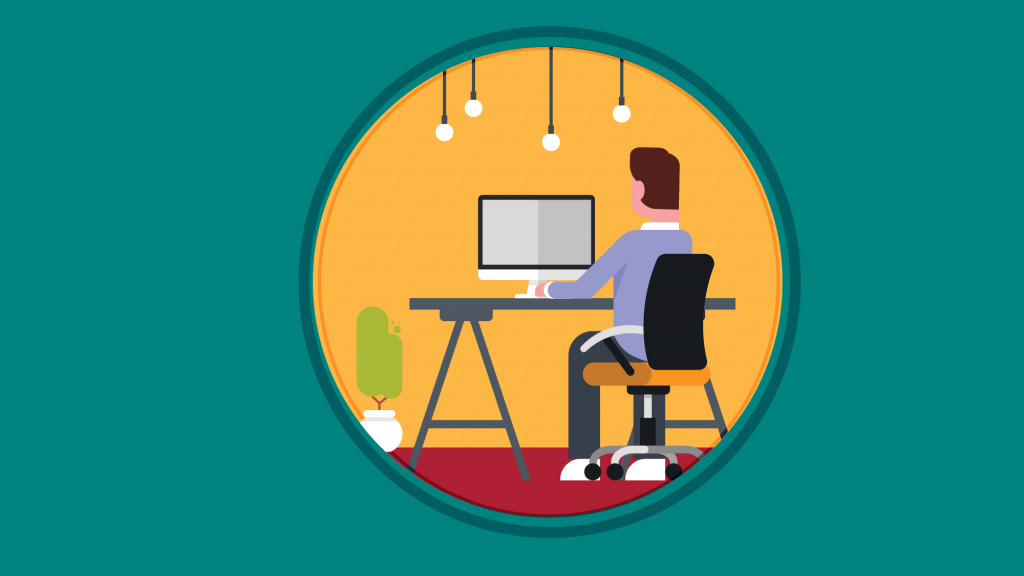 A person using a laptop.