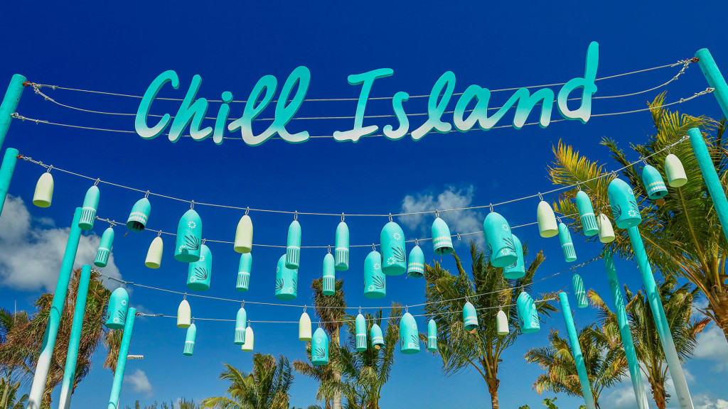 A group of blue and green balloons.