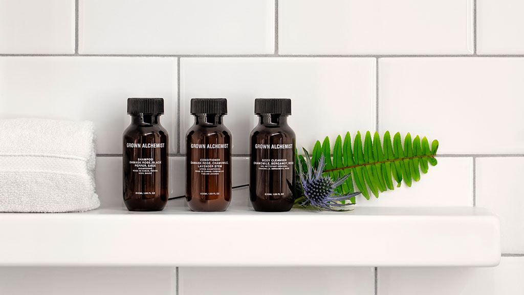 A group of bottles on a shelf.