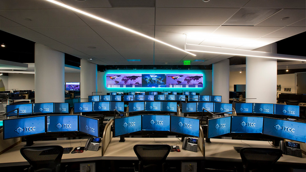 A room with many computers.