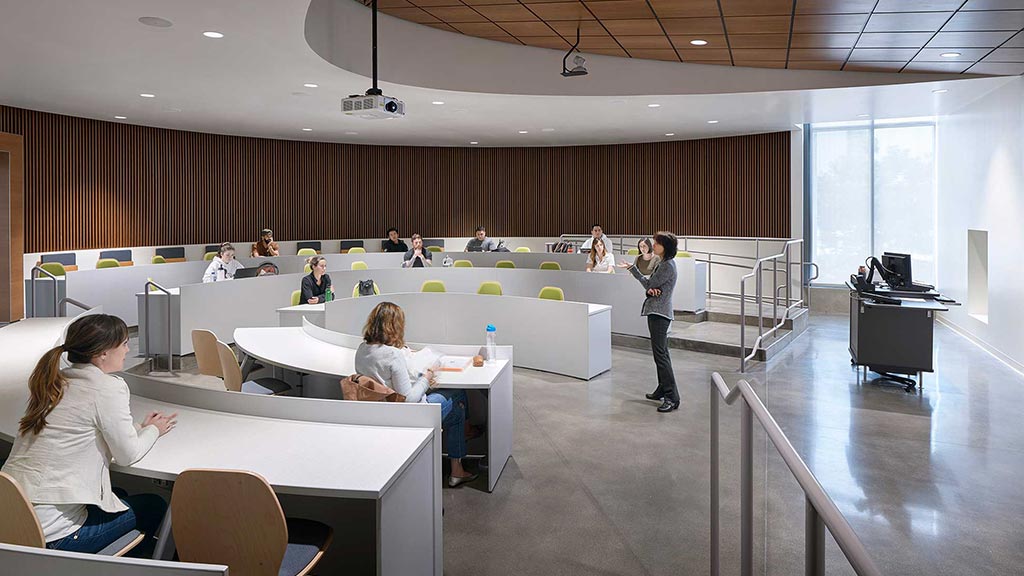 A group of people in a room.