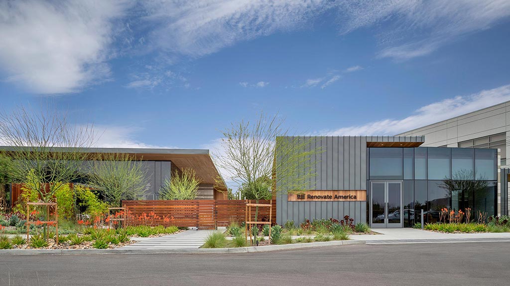 A building with a fence around it.