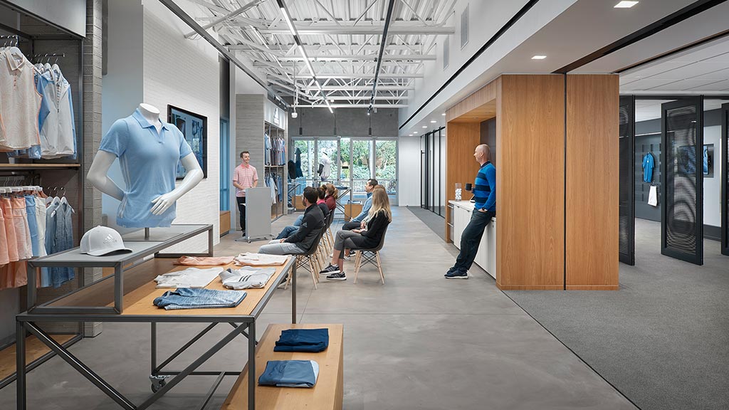 A group of people in a room.