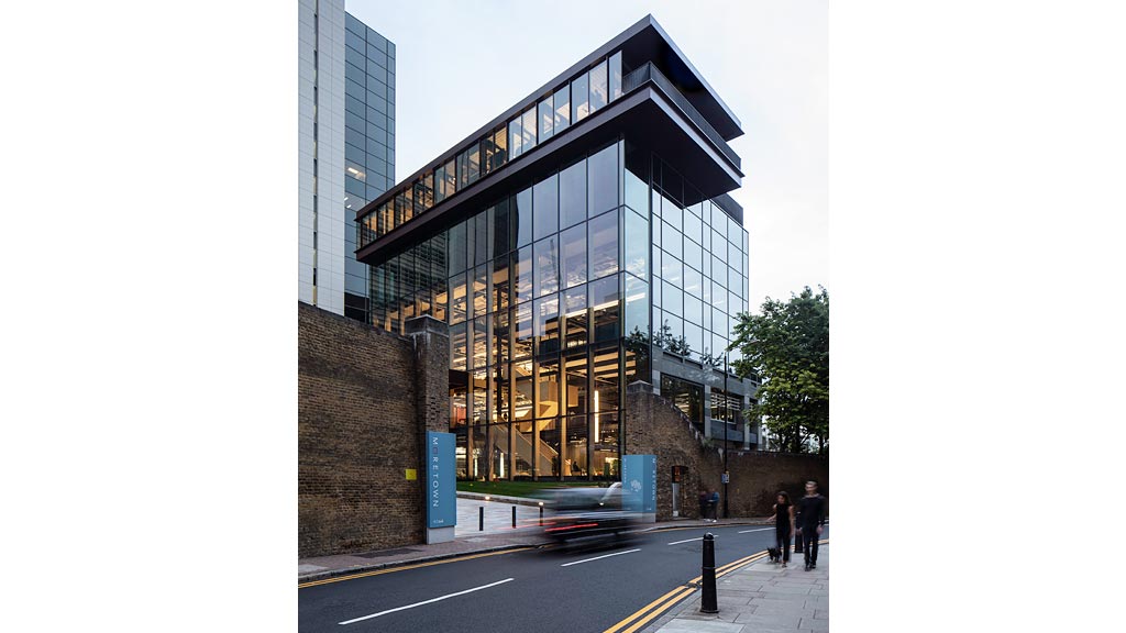 A building with glass walls.