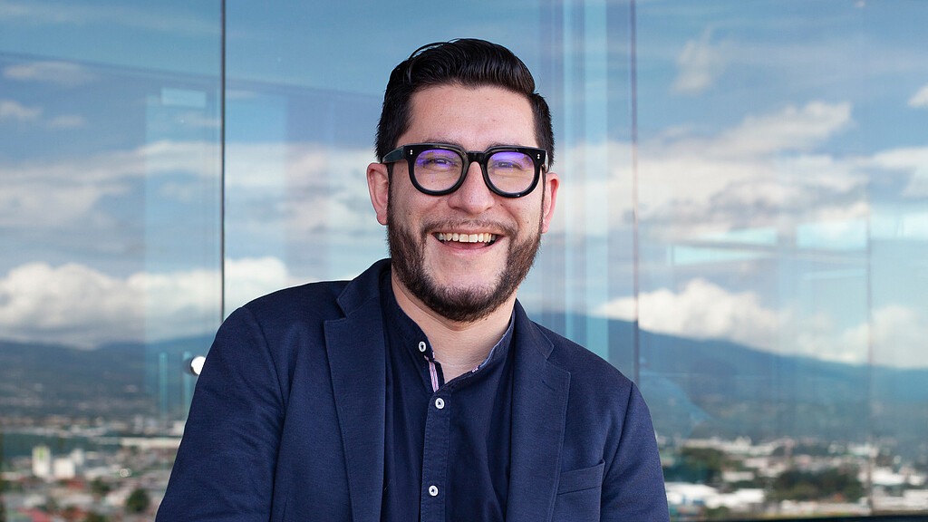 A man wearing glasses.