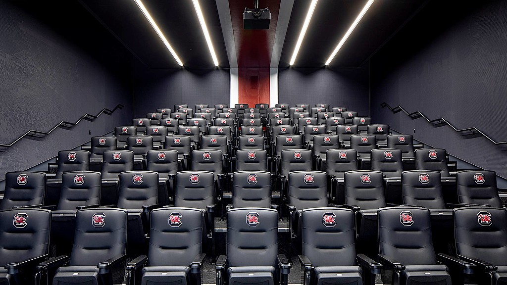 A row of chairs in a room.