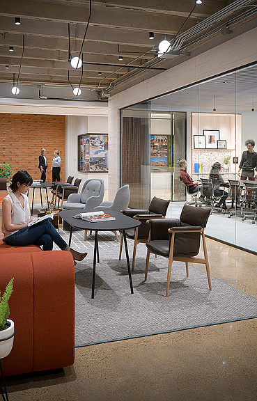 A group of people in a room.