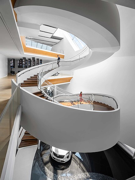 A white spiral staircase.