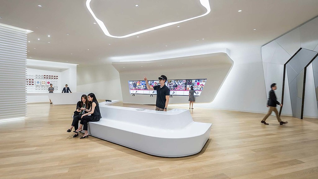 A group of people in a room.