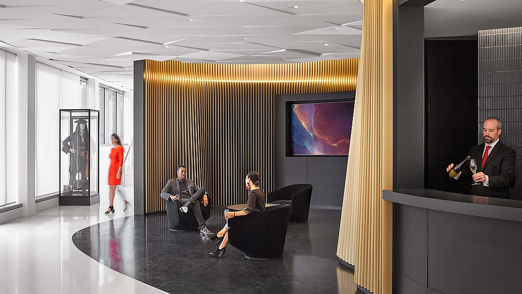 A group of people in a room.