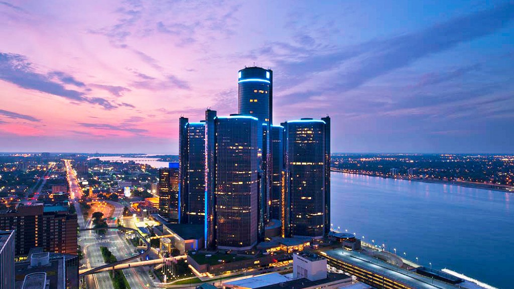 A city with tall buildings by the water.