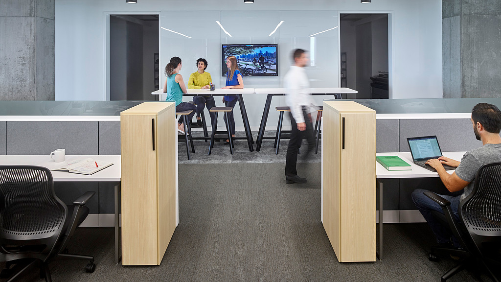 A group of people in a room.