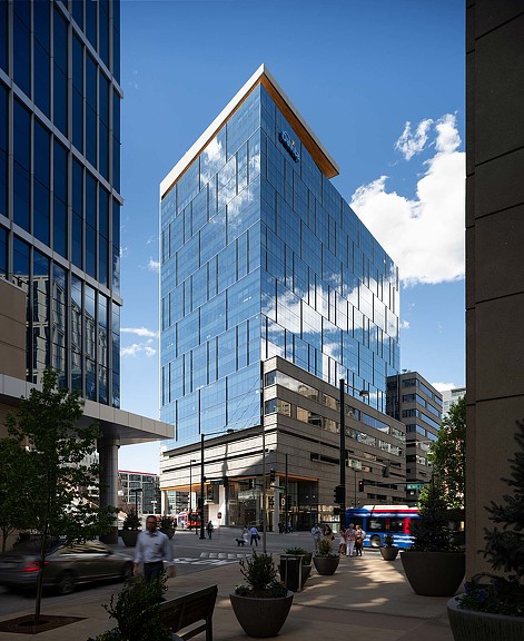 A building with glass walls.