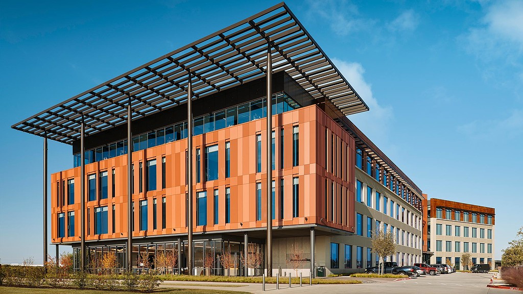 A building with a glass roof.