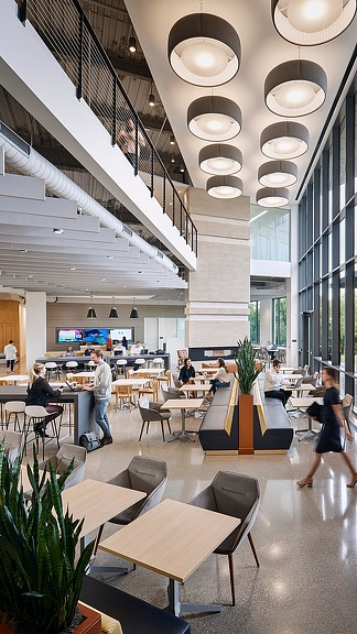 A group of people in a room.