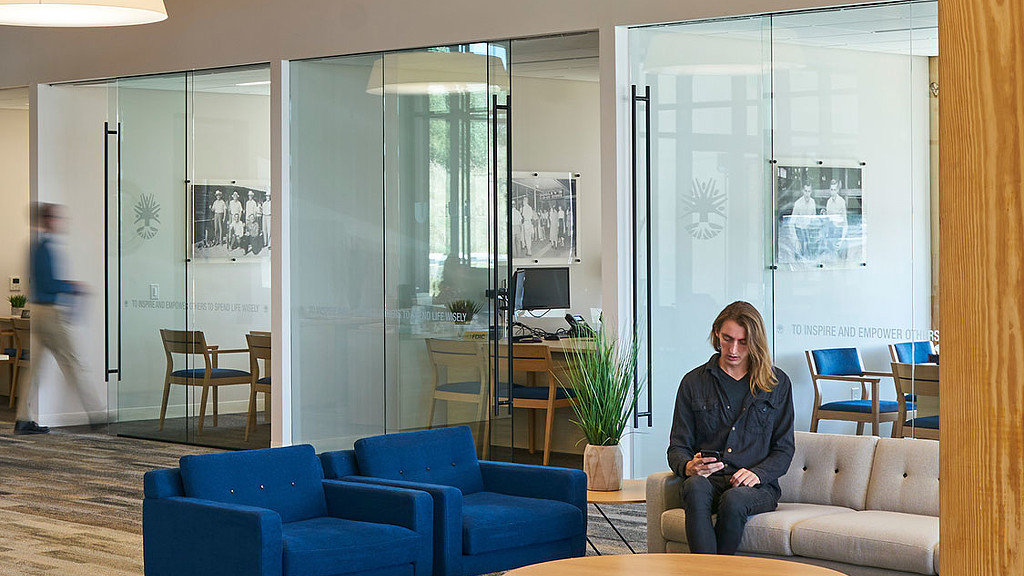 A person sitting in a room.