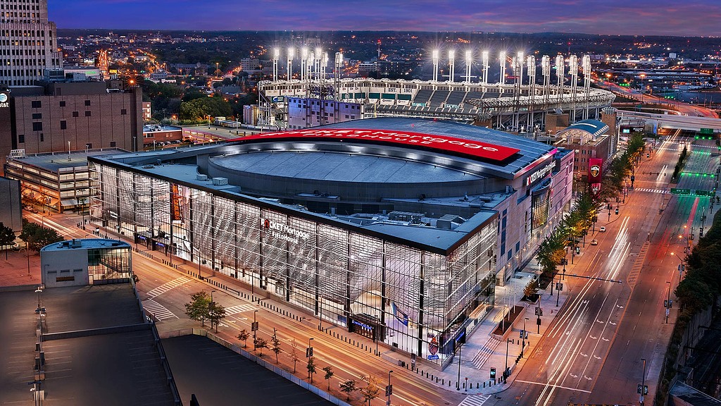 A stadium with a roof.