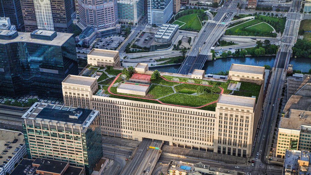 A city with buildings and streets.